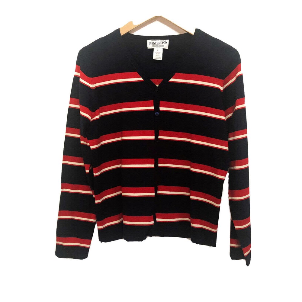 Pendleton Button Up Striped Silk Cardigan Sweater